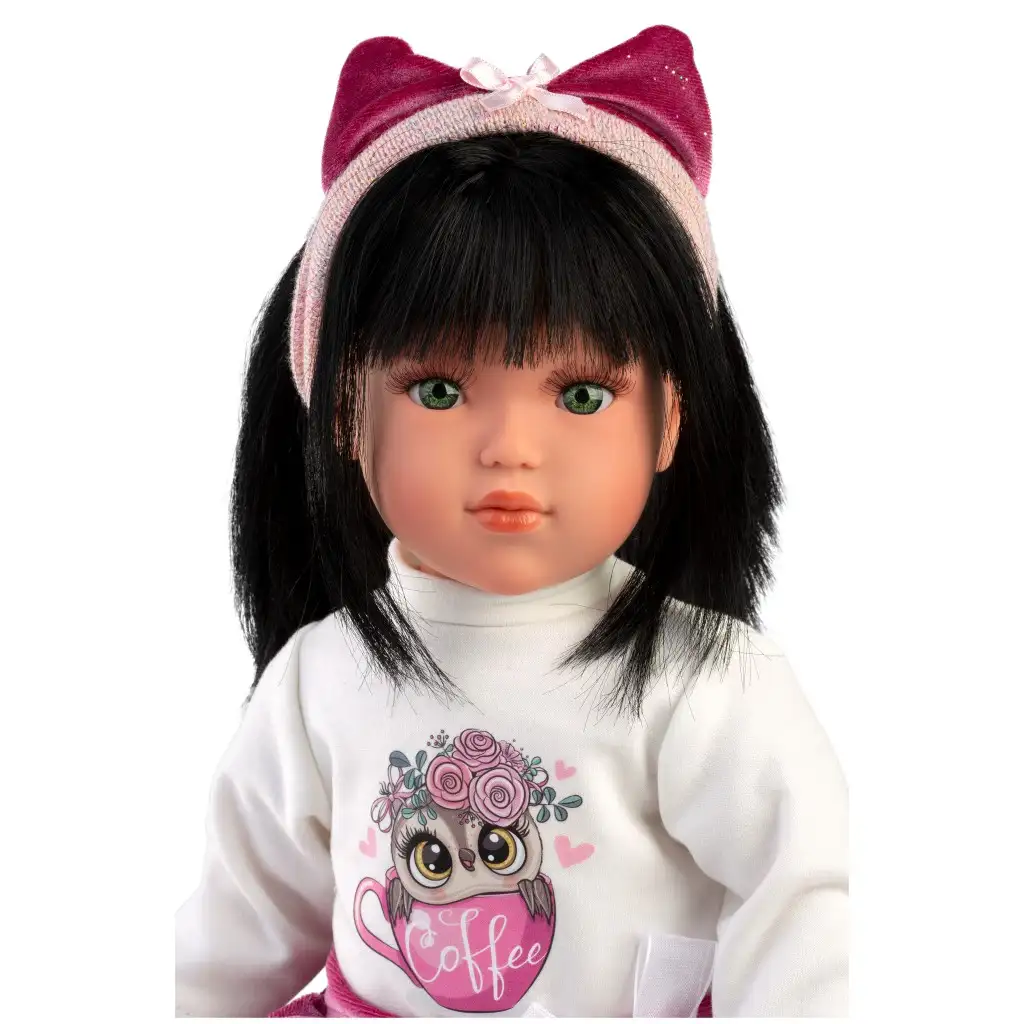 Llorens: Gréta 40cm-es baba bagoly mintás pulóverben kép 3