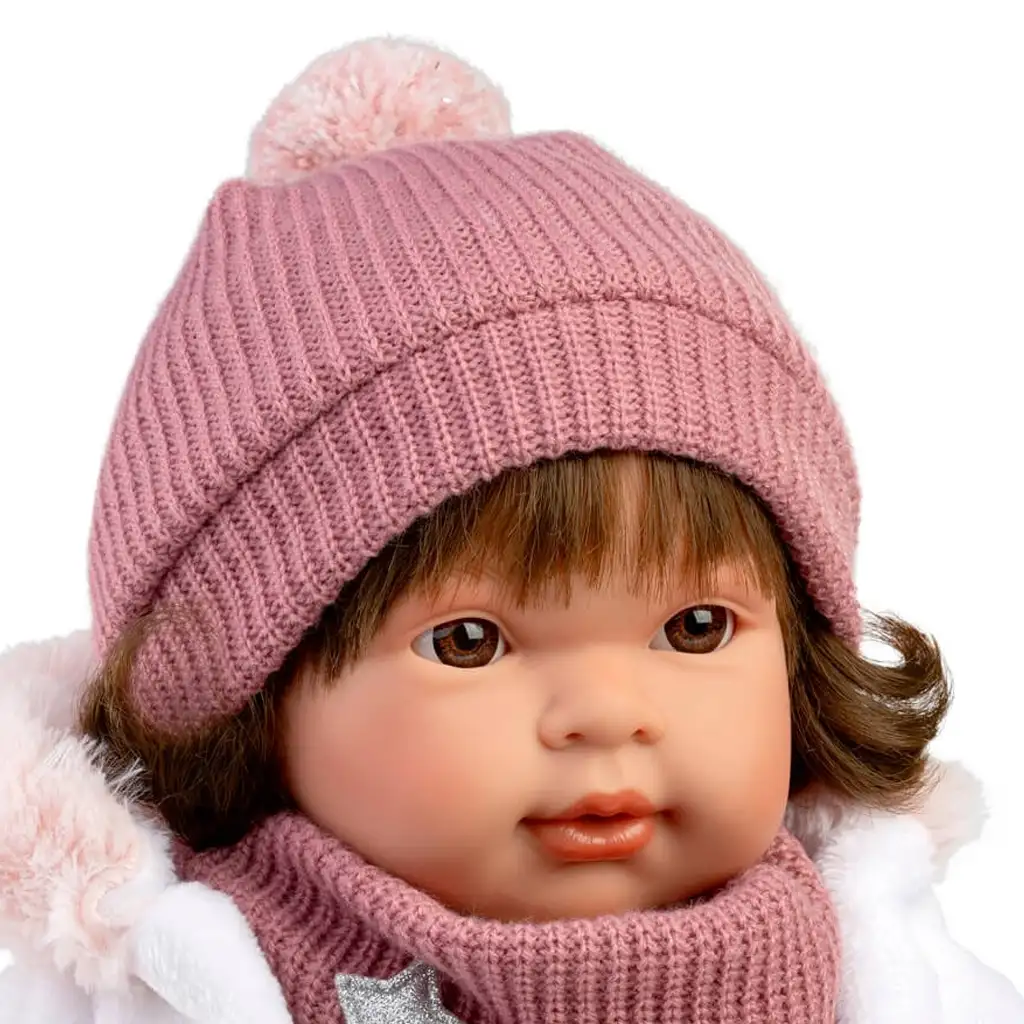 Llorens: Carla 42cm-es síró baba cumival csillagos ruhában kép 4