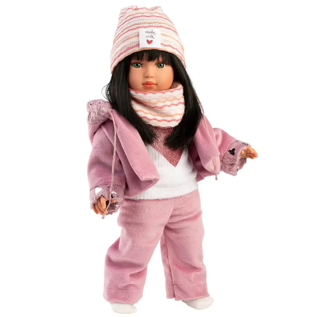 Llorens: Divat ikon 40cm-es Gréta baba rózsaszín kabátban kép 4