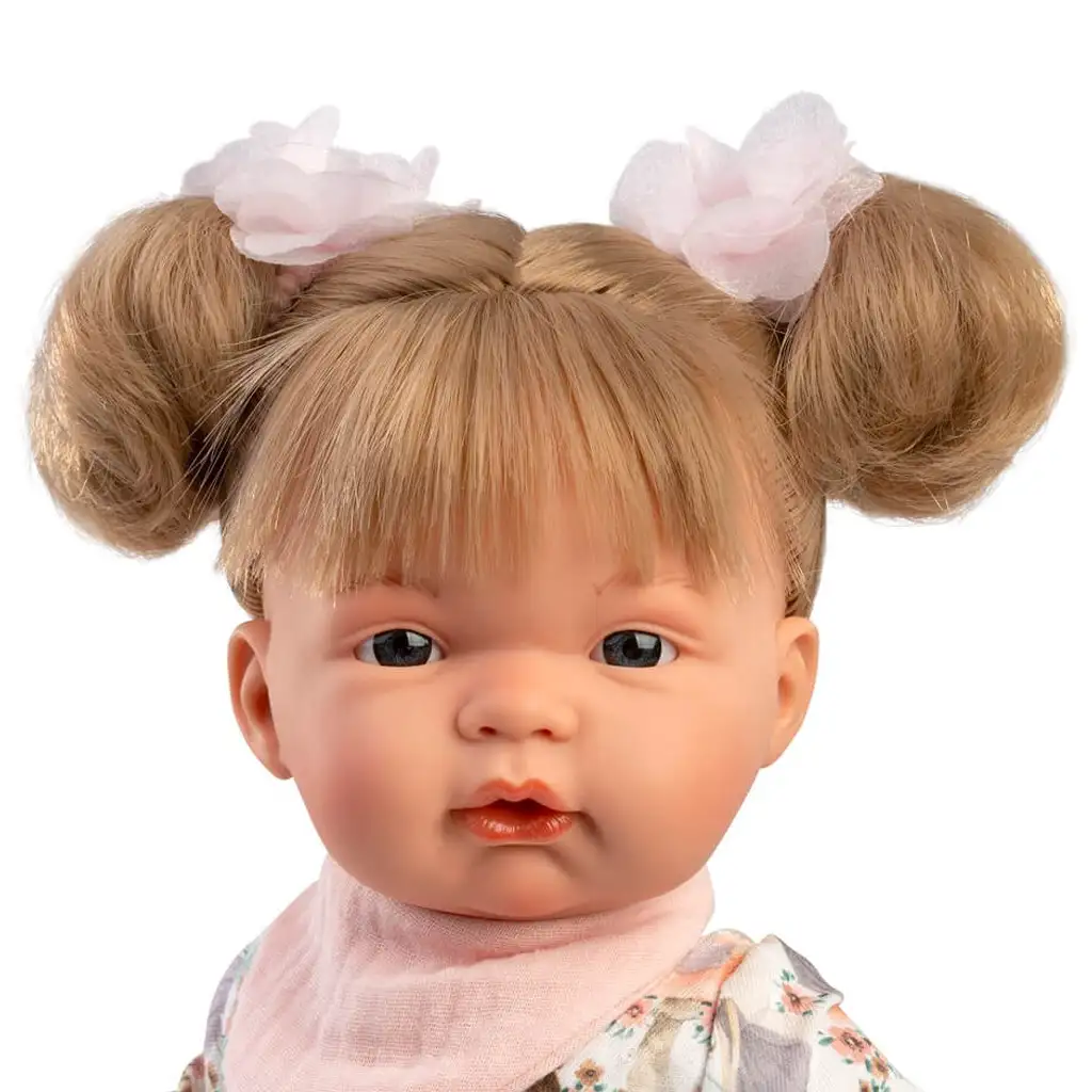 Llorens: Joelle 38cm-es síró baba cumival nyári ruhában kép 4