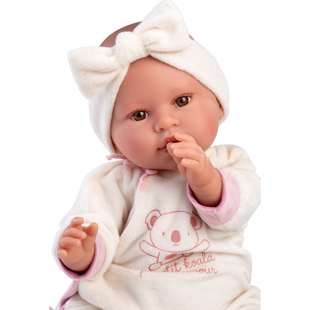 Llorens: Lea 45cm-es síró baba cumival koalás rugdalózóban kép 4