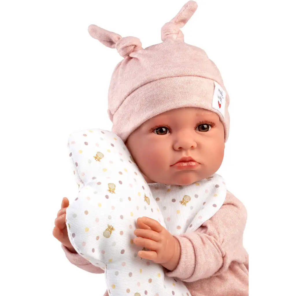 Llorens: Luna 45cm-es síró baba pöttyös párnával kép 2