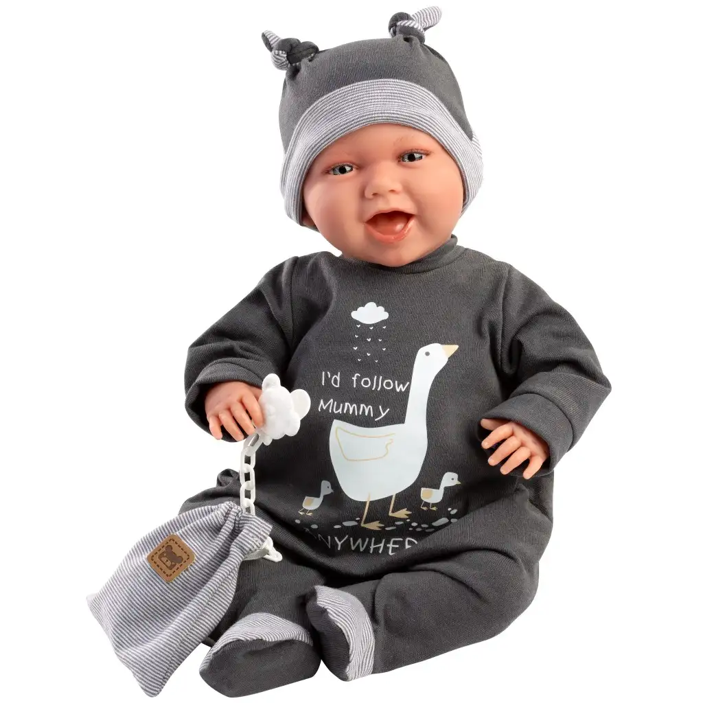 Llorens: Mimo 42cm-es baba hanggal fekete pizsamában kép 3