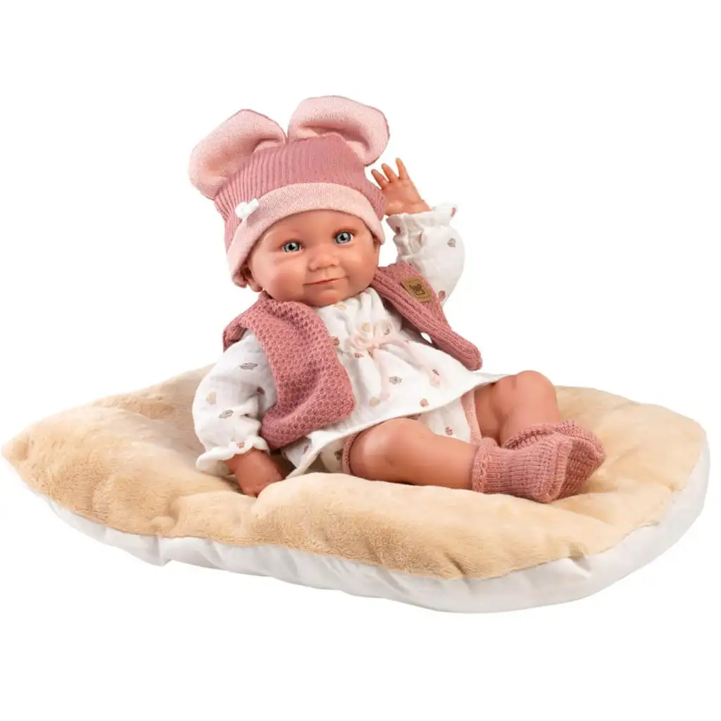 Llorens: Nica újszülött lány baba puha párnával 38cm kép 2