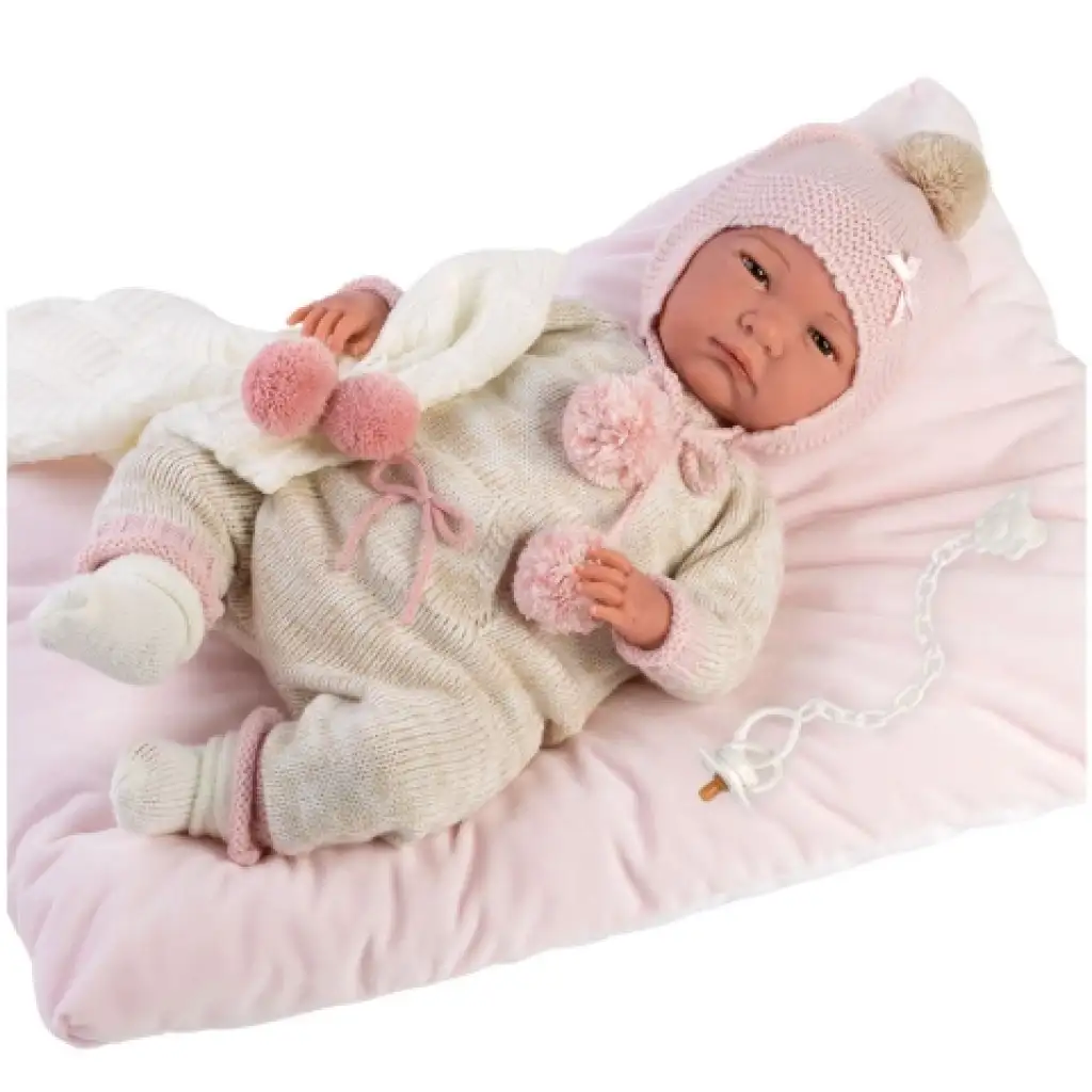 Llorens: Reborn limitált kiadású élethű újszülött baba bojtos ruhával 42cm-es kép 2