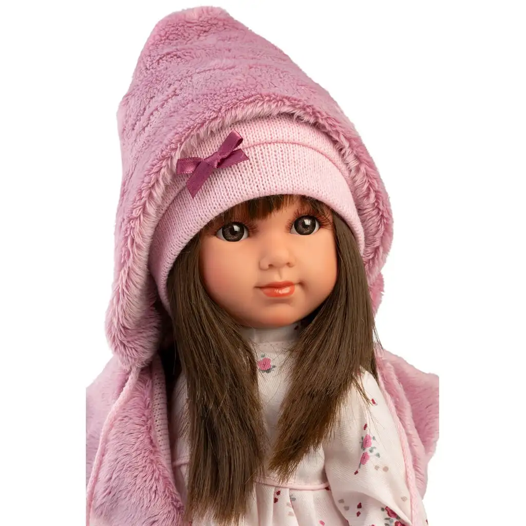 Llorens: Sara 35cm-es baba rózsaszín virágos szoknyában kép 4