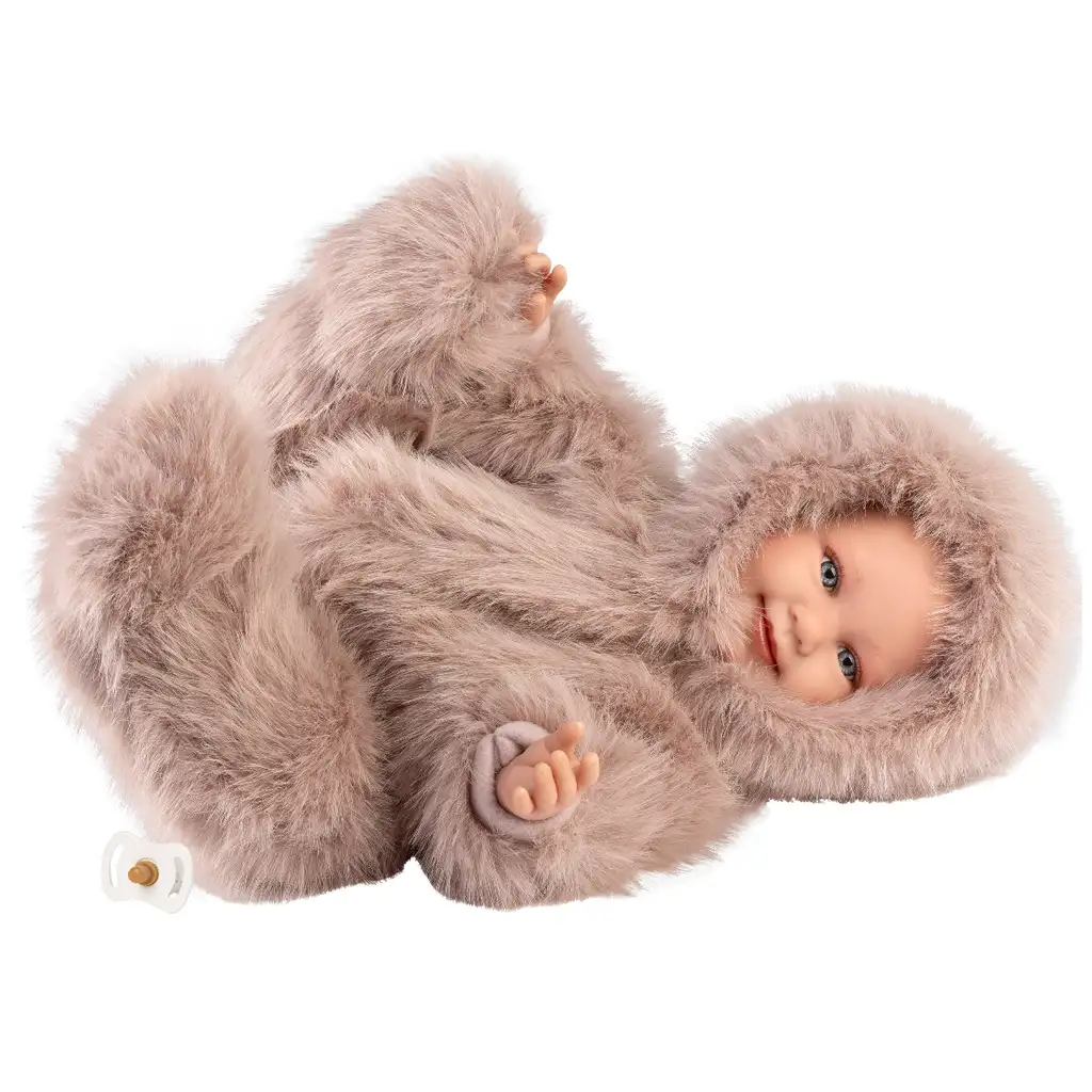 Llorens: Luka 45cm-es mosolygós baba cumival bársony bundában kép 3