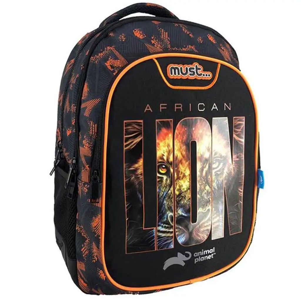 Luna: Must... Animal Planet háromrekeszes iskolatáska - Afrikai oroszlán 32x18x43cm kép 1