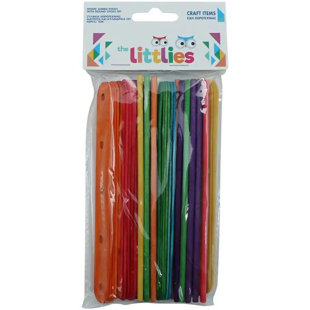 The Littlies: Színes fa kreatív pálcika 40db-os szett
