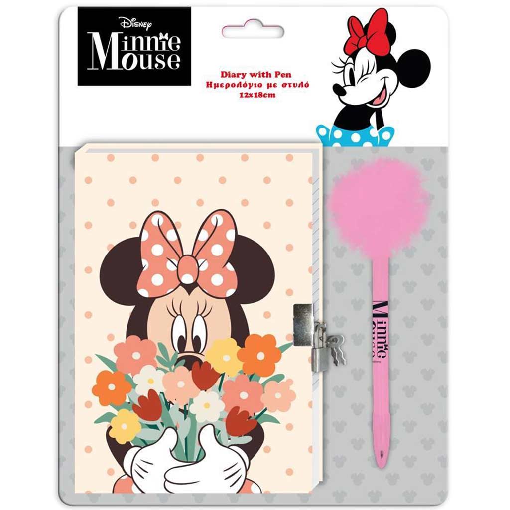Disney: Minnie Egér titkos napló lakattal és pom-pomos tollal 12x18cm 60 lapos kép 1