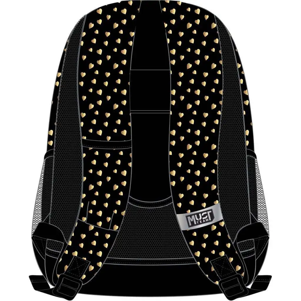 Luna: Must pillangós fekete iskolatáska, hátizsák 3 rekeszes 32x18x43cm kép 2