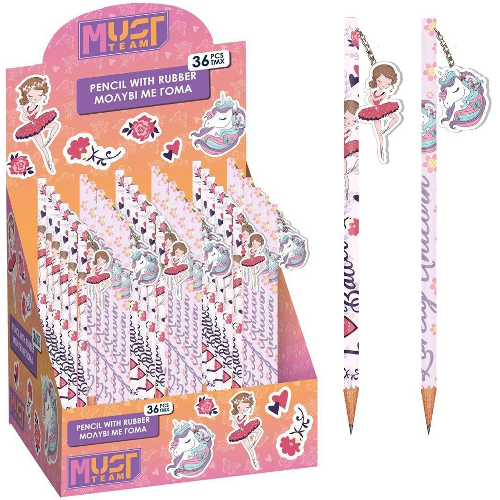 Luna: Lányos grafitceruza mintás radírral, kétféle változatban 1db