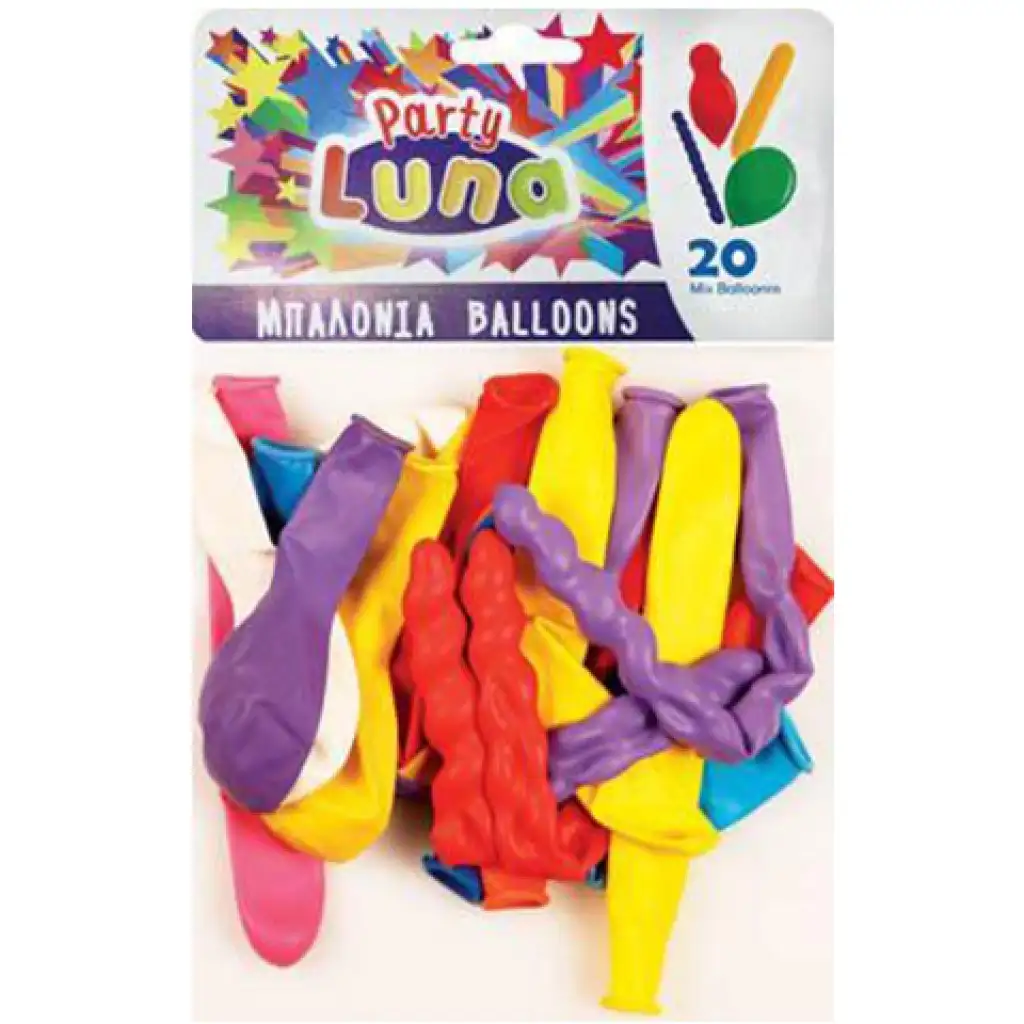 Luna: Különböző formájú színes lufi 20db-os szett