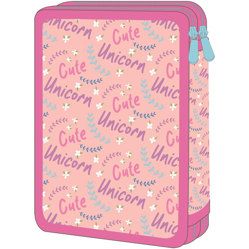 Luna: Must Team unikornis mintás rózsaszín 2 szintes töltött tolltartó 15x5x21 cm kép 2
