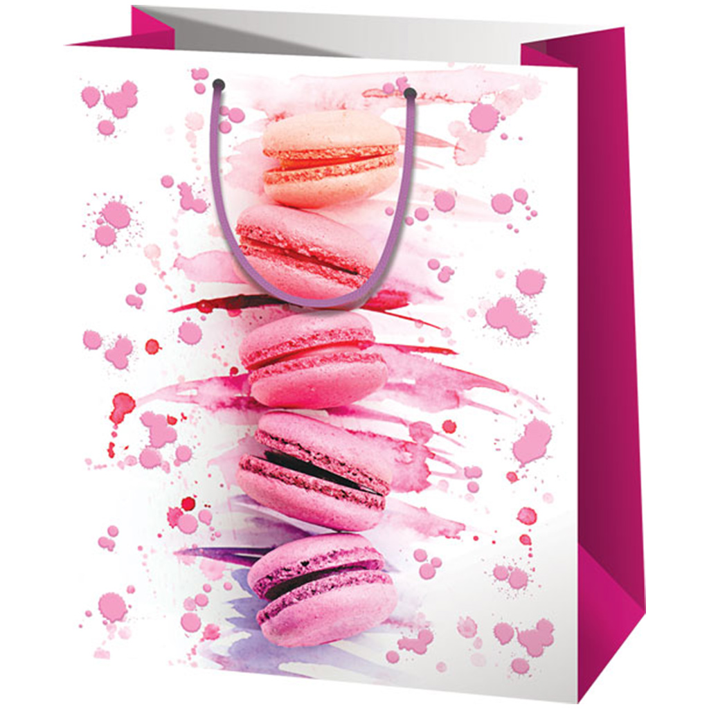 Cardex: Exkluzív macaron mintás nagy ajándéktáska 26x13x33cm