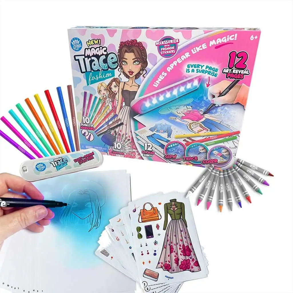 Magic Trace stúdió: Ragyogó rajzolás - divat kreatív játékszett kép 2