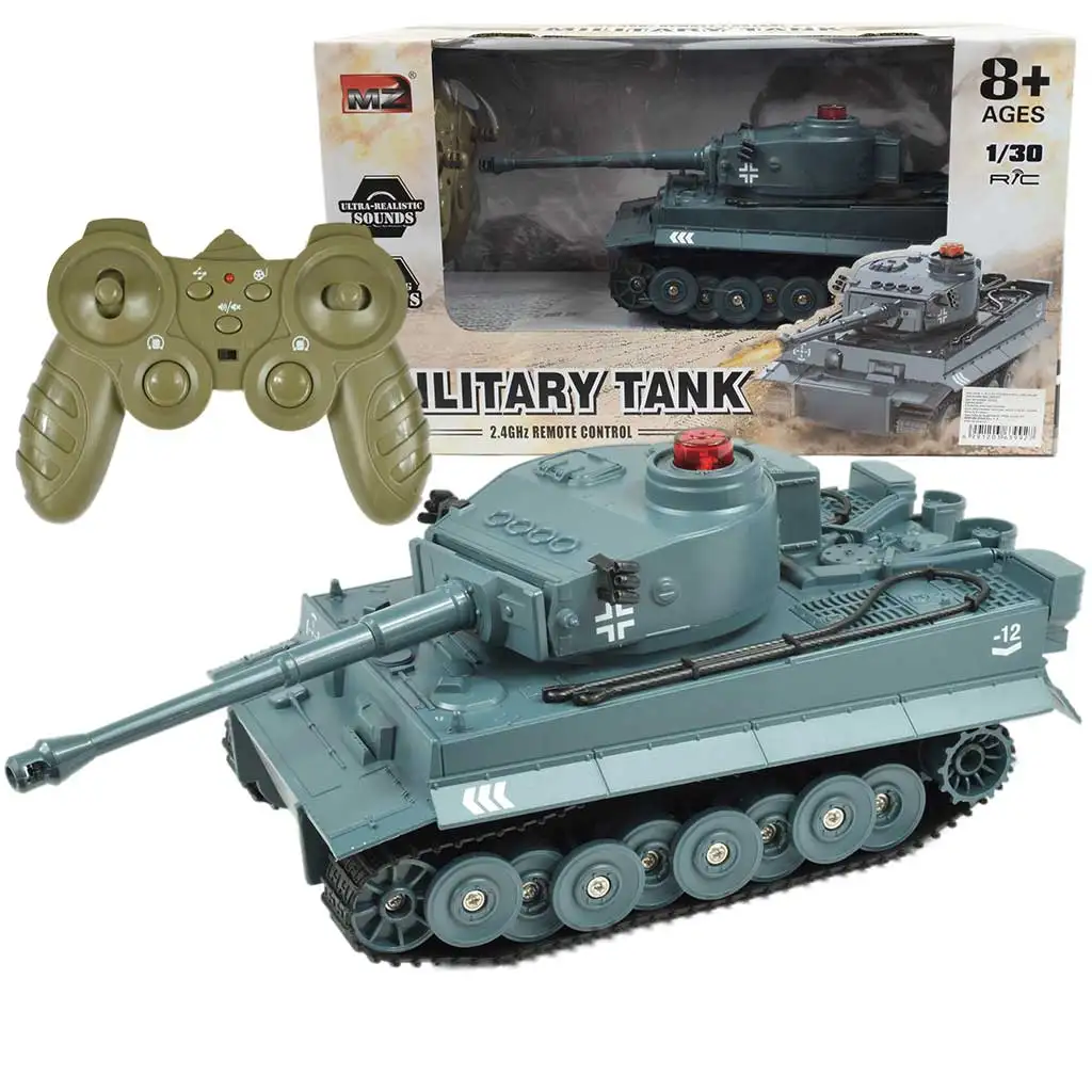 RC Távirányítós Német Tigris tank élethű funkciókkal 1/30-as méretarány 2,4GHz 30cm