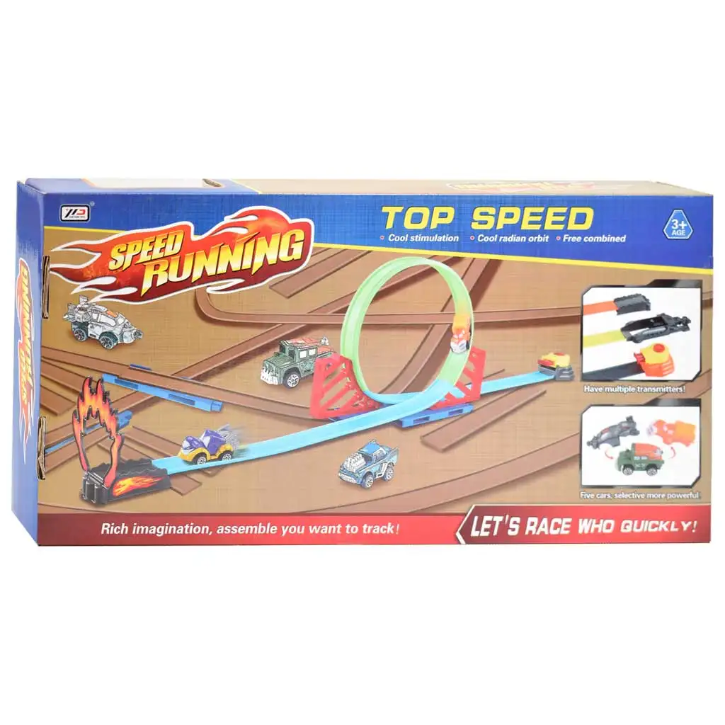 Speed Running versenypálya szett 360 fokos hurokkal és 1db kilőhető kisautóval 1/64 kép 2