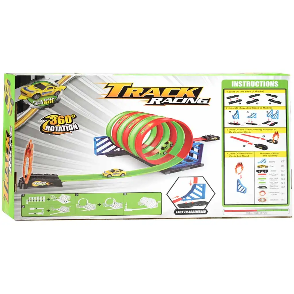 Track Racing: Spirál versenypálya szett 6db 360 fokos hurokkal és 1db kisautóval 1/64 kép 2