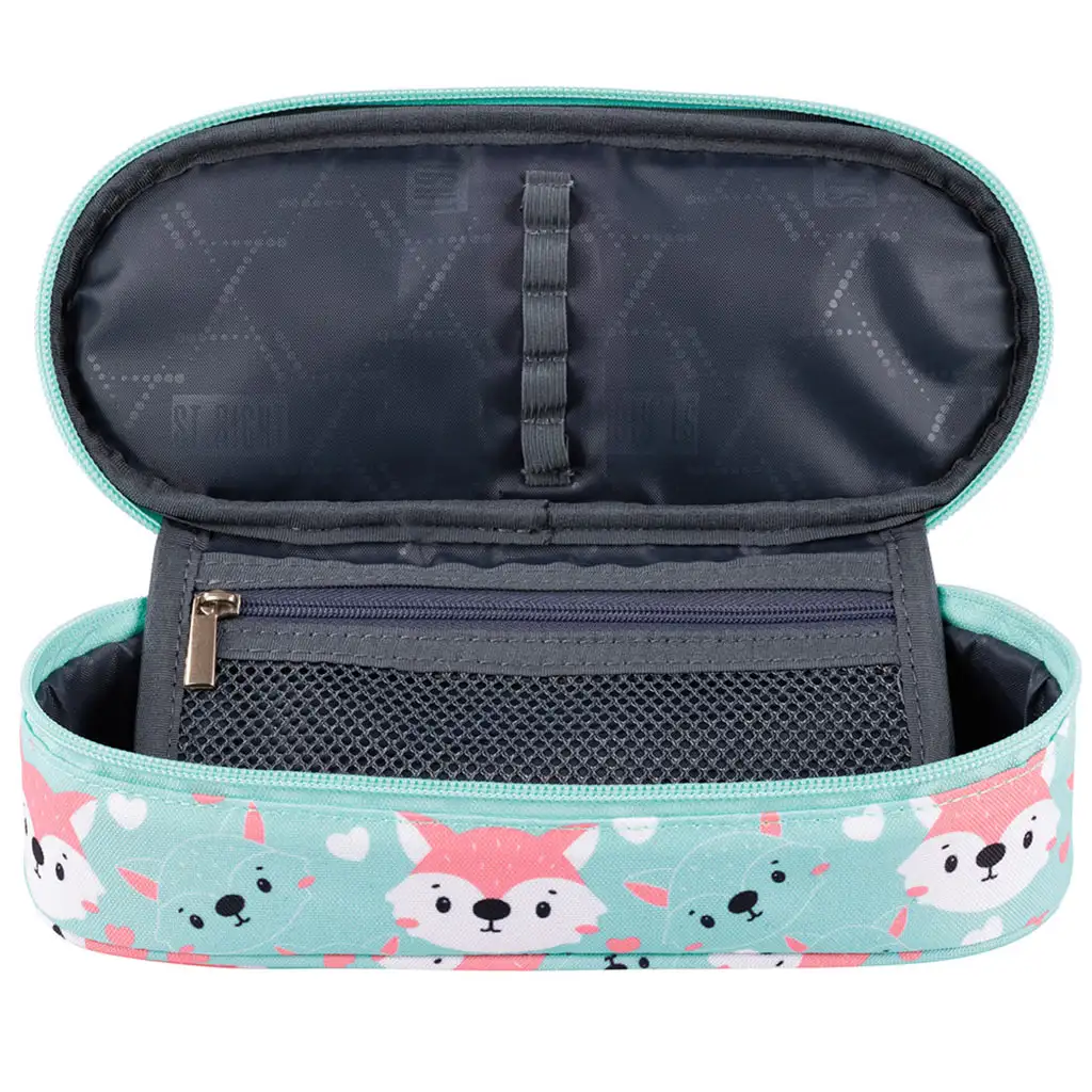 St.Right: Lovely Fox róka mintás ovális tolltartó türkiz színben 23cm kép 2