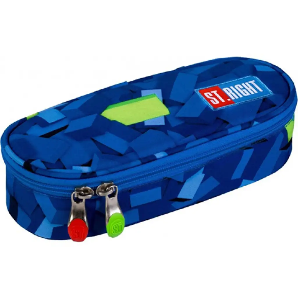 St.Right 3D Blocks Kék alapszínű ovális tolltartó 23cm