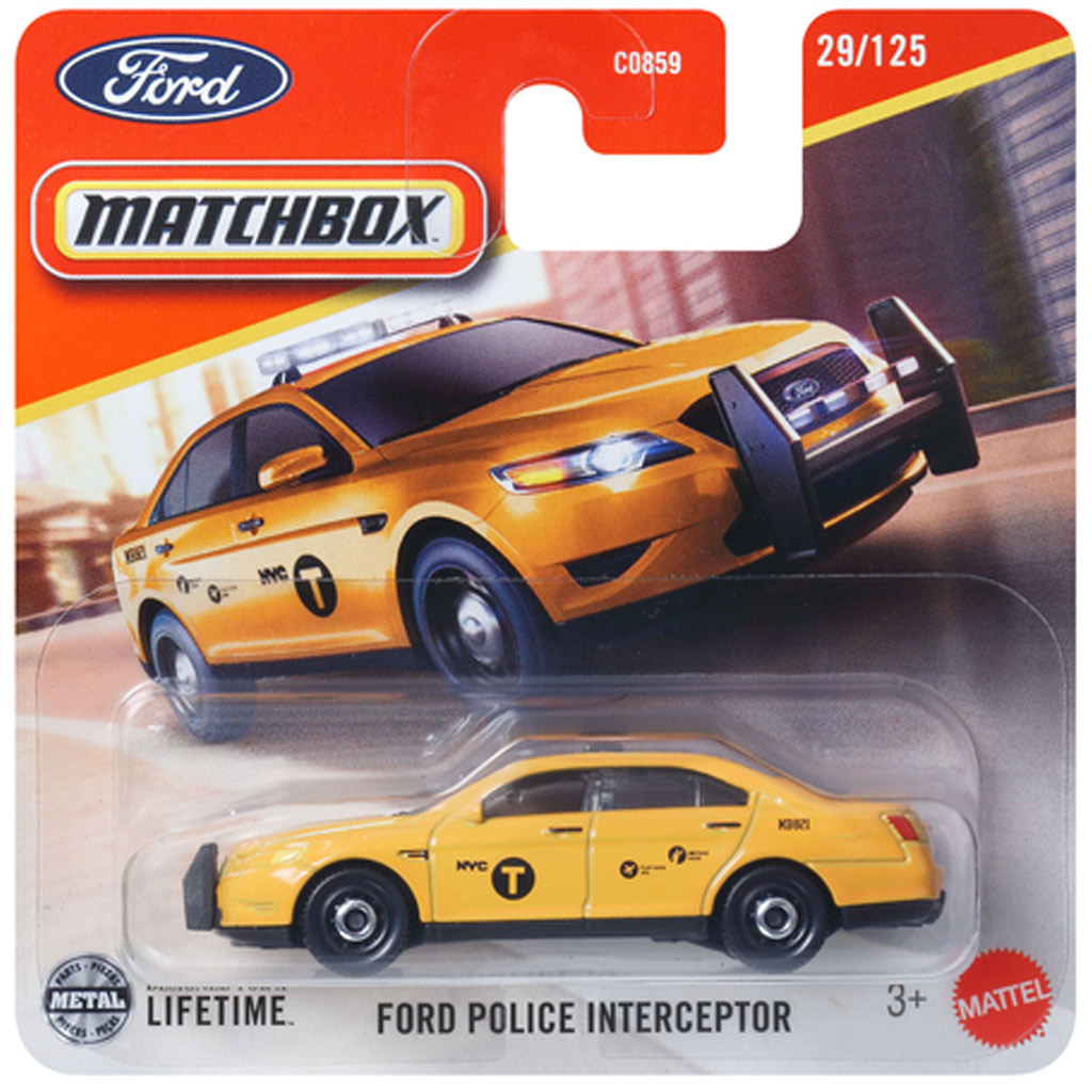 Matchbox: Ford Police Interceptor sárga kisautó 1/64 - Mattel