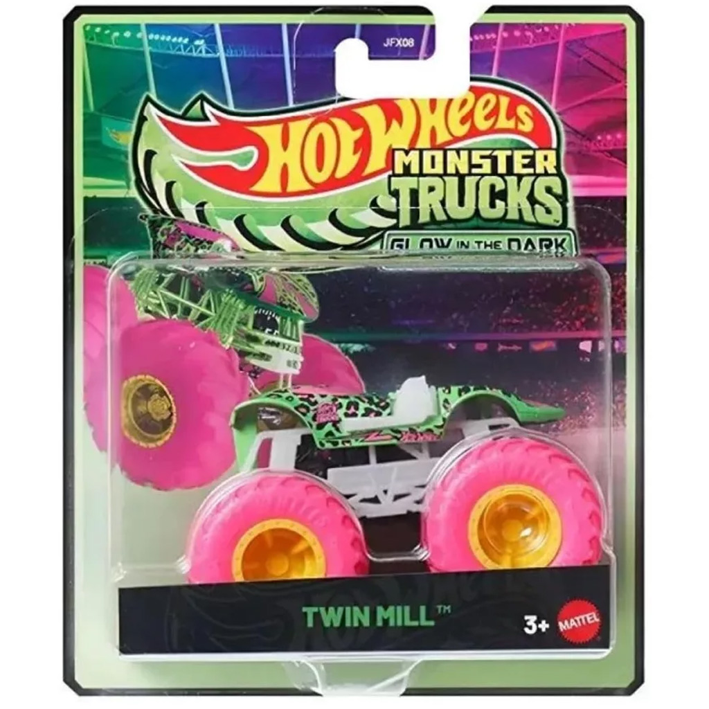 Hot Wheels Monster Trucks: Twin Mill neon zöld sötétben világító kisautó 1/64 – Mattel