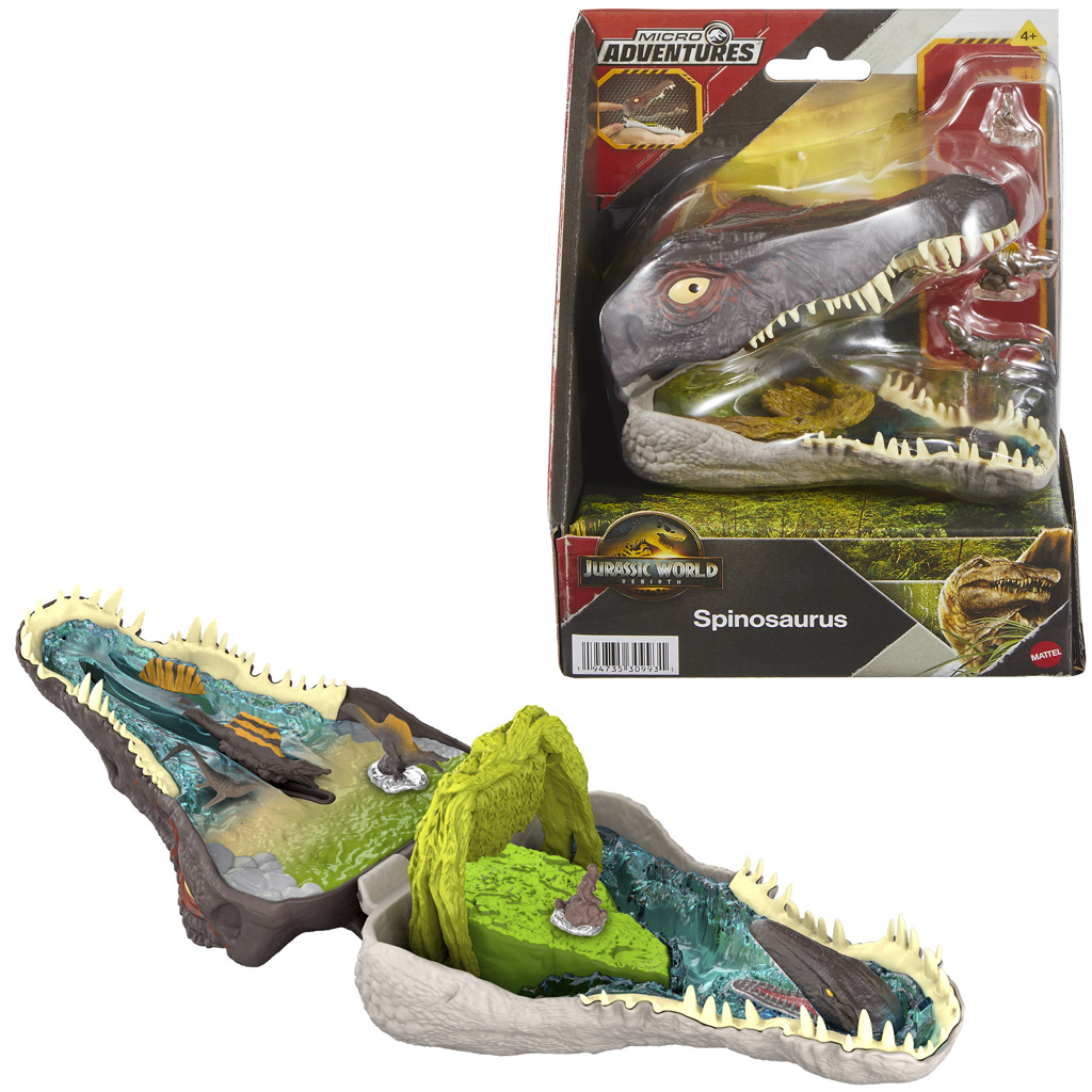 Jurassic World: Újjászületés Micro Adventures Spinosaurus mini játékszett - Mattel