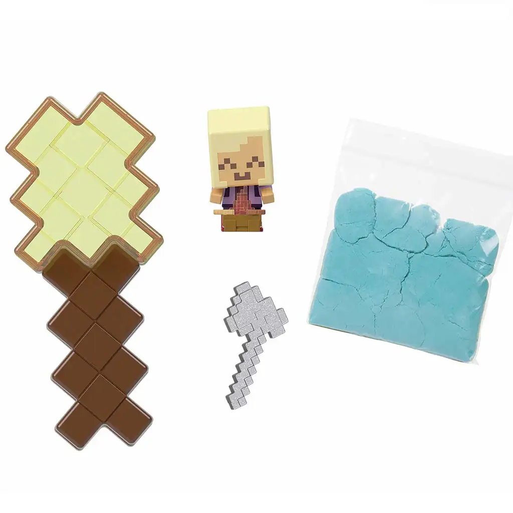 Minecraft: Reveal Aranyszőke Hajós minifigura sárga kard alakú tárolóban - Mattel kép 6