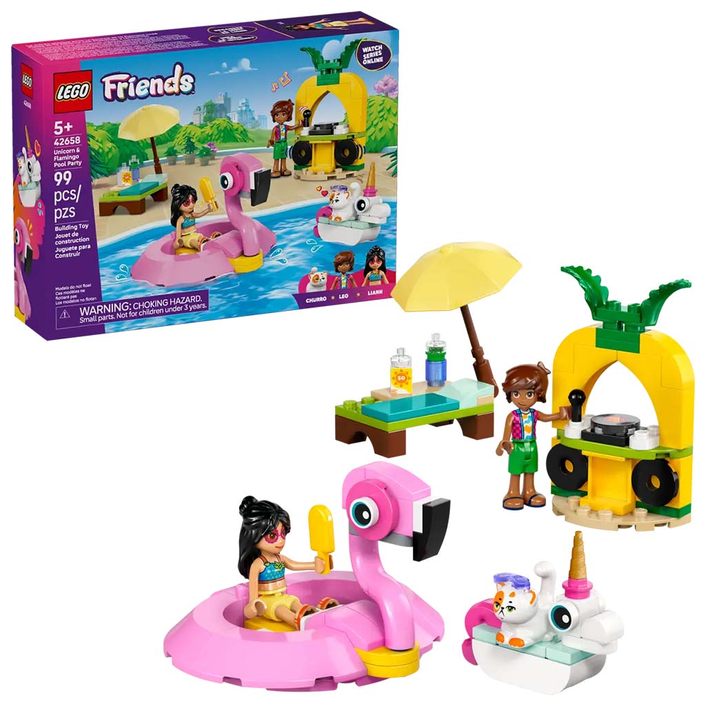 LEGO® Friends: Medencés buli flamingóval és egyszarvúval (42658)