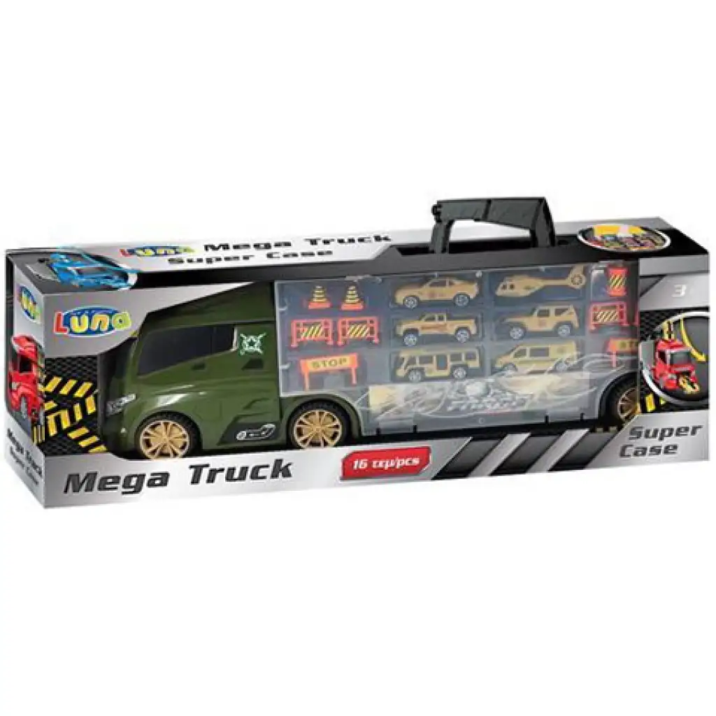 Mega Katonai kamion hordozható játékszett 16db-os