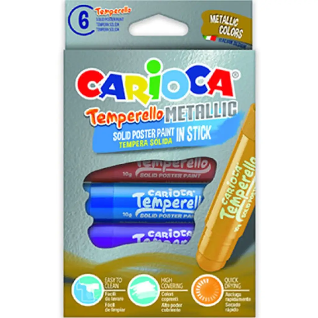 Metál fényű tempera stick 6db-os szett - Carioca