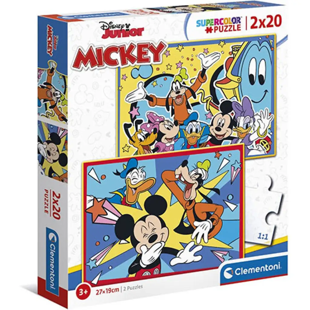 Mickey egér és barátai Supercolor 2 az 1-ben puzzle 2x20db-os - Clementoni