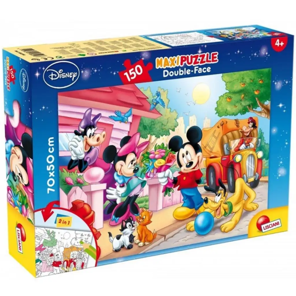 Mickey egér és barátai 2 az 1-ben 150db-os puzzle és színező 70x50cm - Lisciani