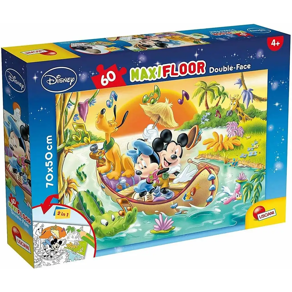Mickey egér 2 az 1-ben 60db-os maxi puzzle és színező 70x50cm - Lisciani