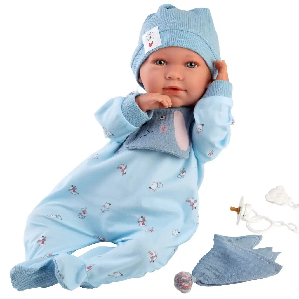 Llorens: Mimo Llorón 42cm-es baba hanggal kutyusos előkével kép 3