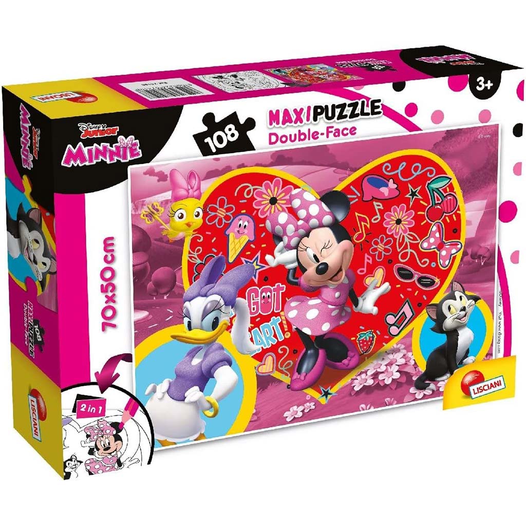 Minnie egér 2 az 1-ben 108db-os puzzle és színező 70x50cm - Lisciani