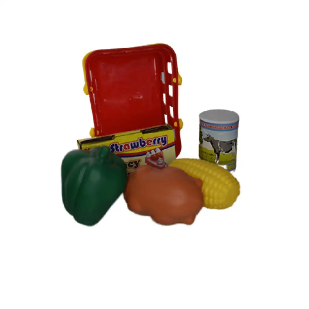 Piros funkciós elektromos pénztárgép játékpénzzel, termékekkel és hanggal kép 6