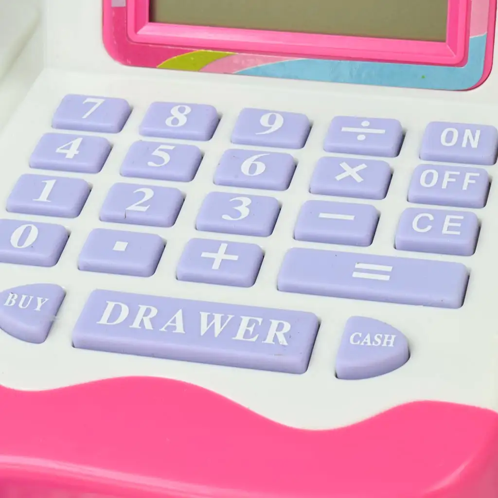 Happy Shopping: Fehér-rózsaszín pénztárgép hanggal és kiegészítőkkel 20x12cm kép 5