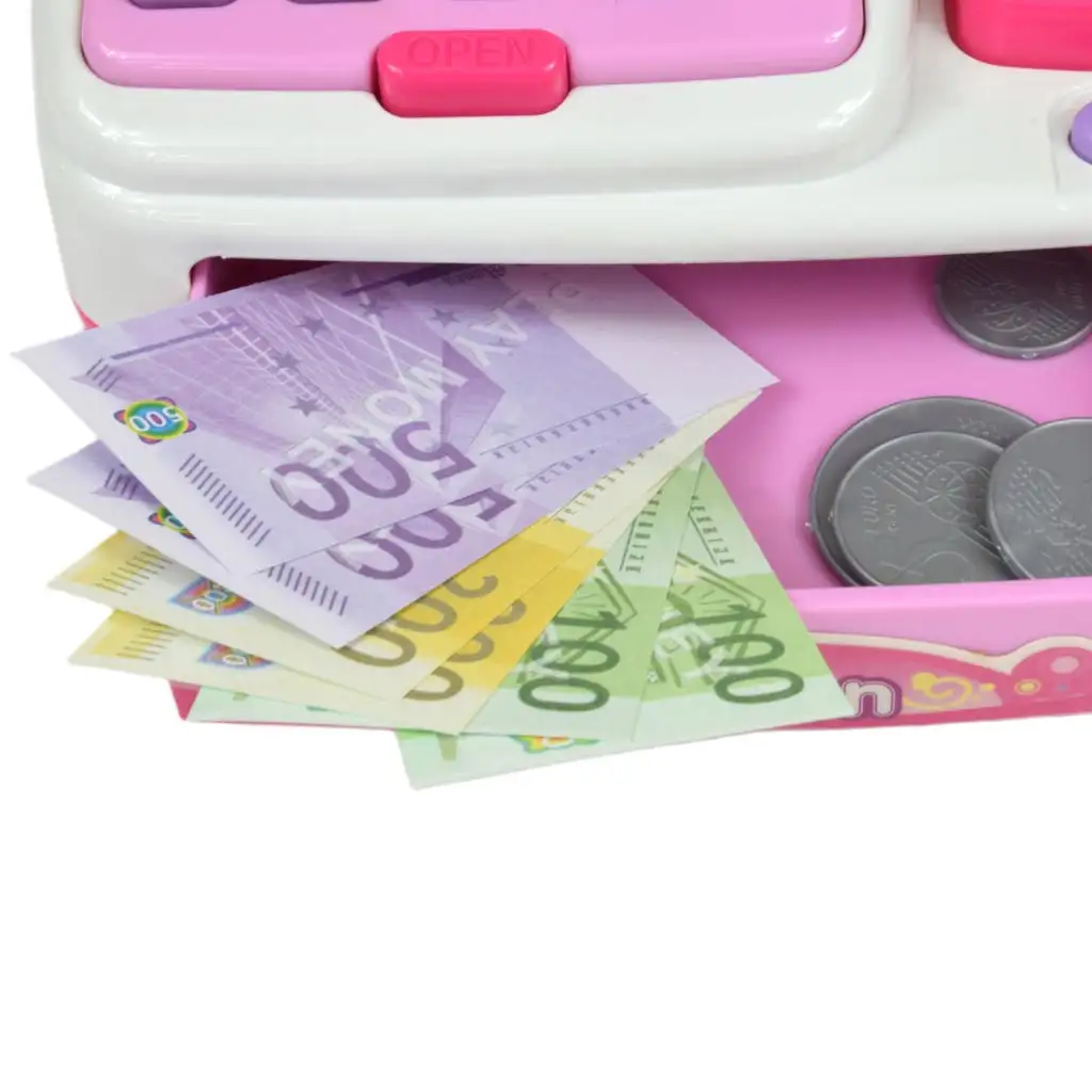 Happy Shopping: Elektronikus fehér-rózsaszín pénztárgép hanggal és kiegészítőkkel 22,5x17cm kép 2