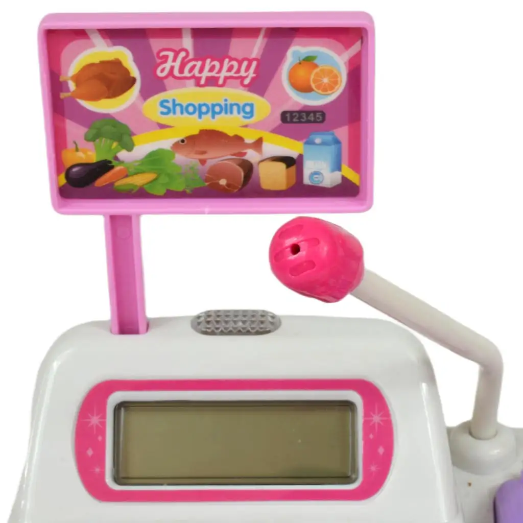 Happy Shopping: Elektronikus fehér-rózsaszín pénztárgép hanggal és kiegészítőkkel 22,5x17cm kép 4