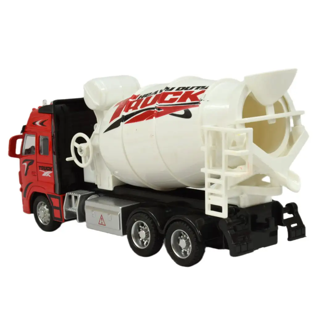 Alloy Car: Lendkerekes betonkeverő teherautó fénnyel és hanggal kétféle változatban 19cm 1db kép 4