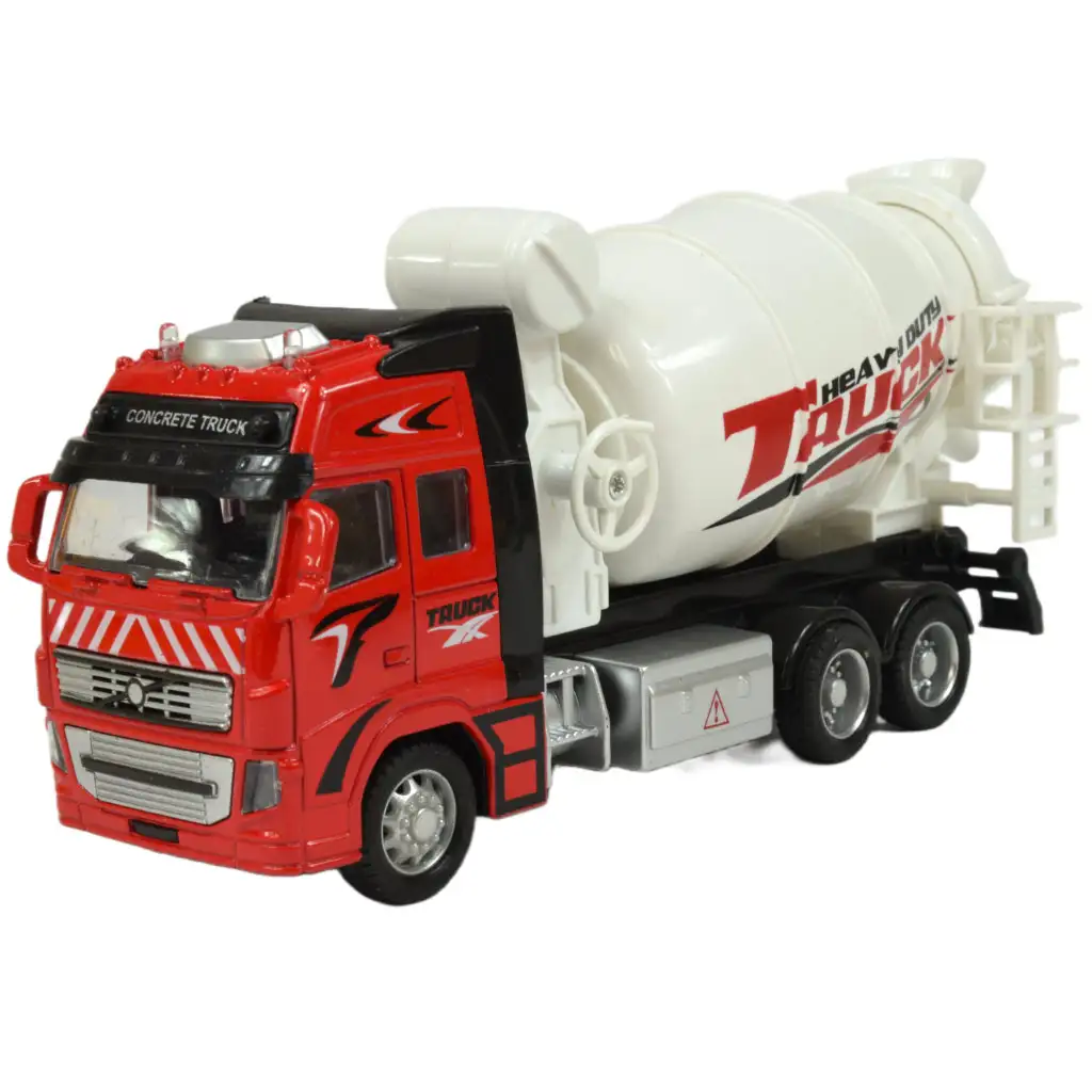 Alloy Car: Lendkerekes betonkeverő teherautó fénnyel és hanggal kétféle változatban 19cm 1db kép 2