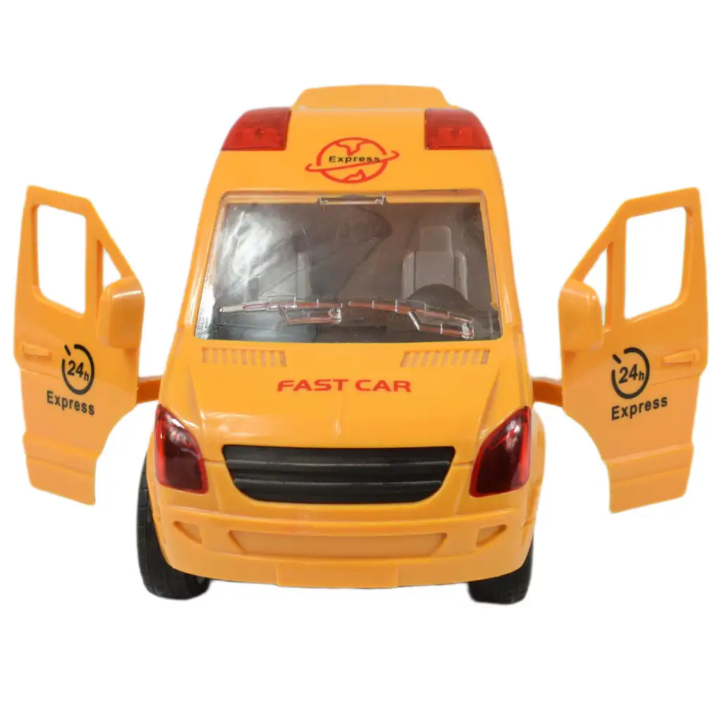 Special Car: Sárga express futárautó fénnyel és hanggal, lendkerekes funkcióval24cm kép 7