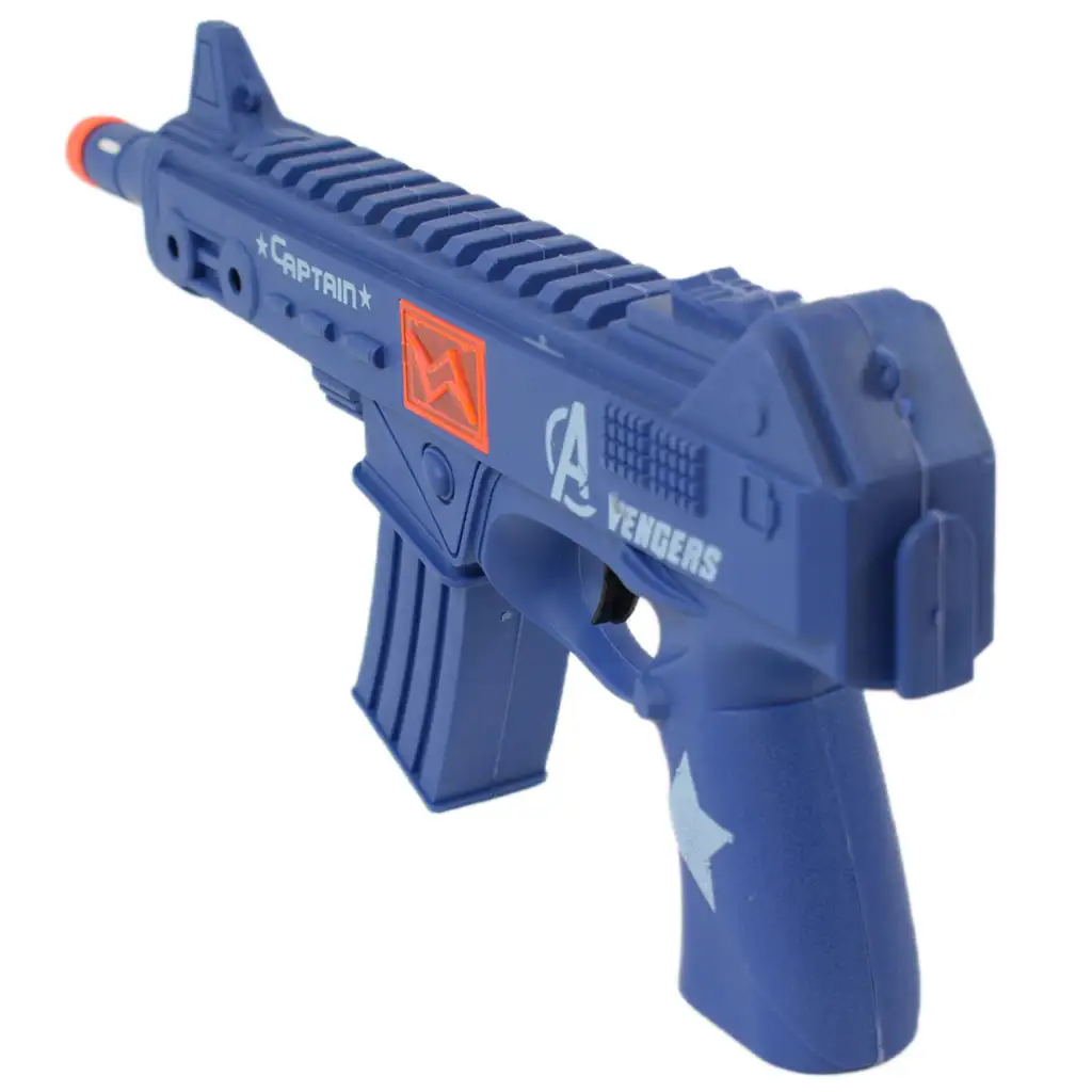 Flint Gun: Kék katonai gépfegyver lövést imitáló funkcióval 30cm kép 2