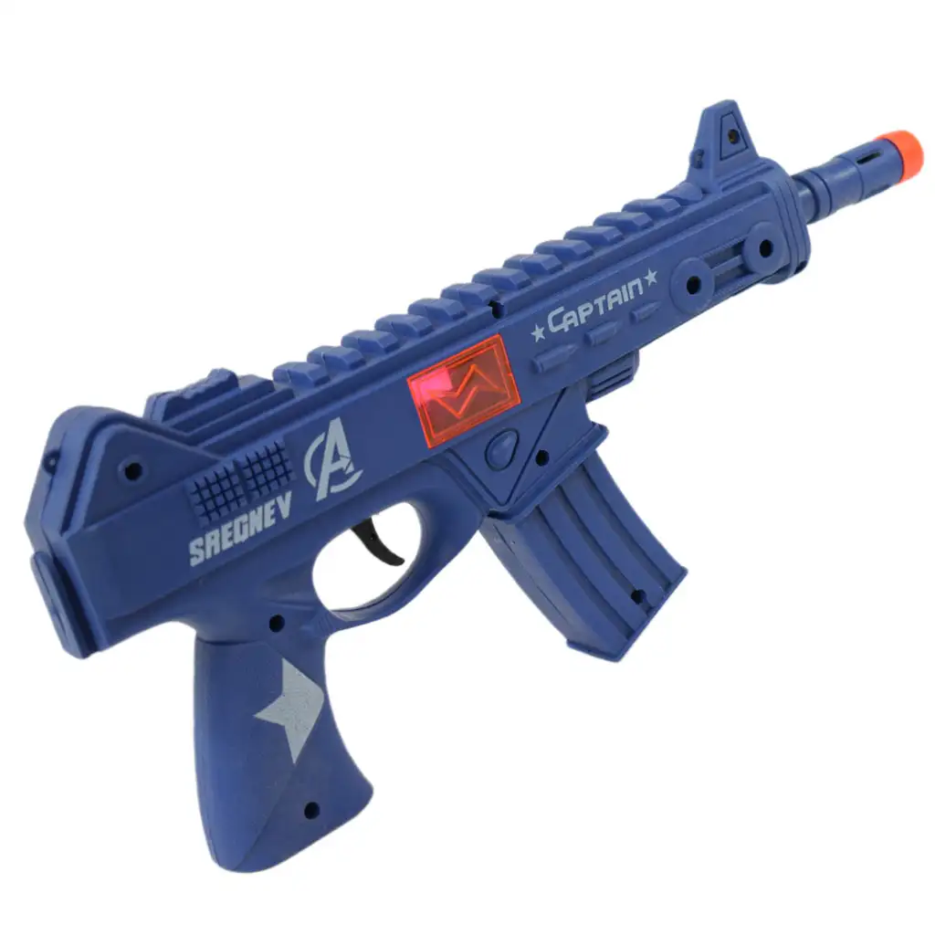 Flint Gun: Kék katonai gépfegyver lövést imitáló funkcióval 30cm kép 3