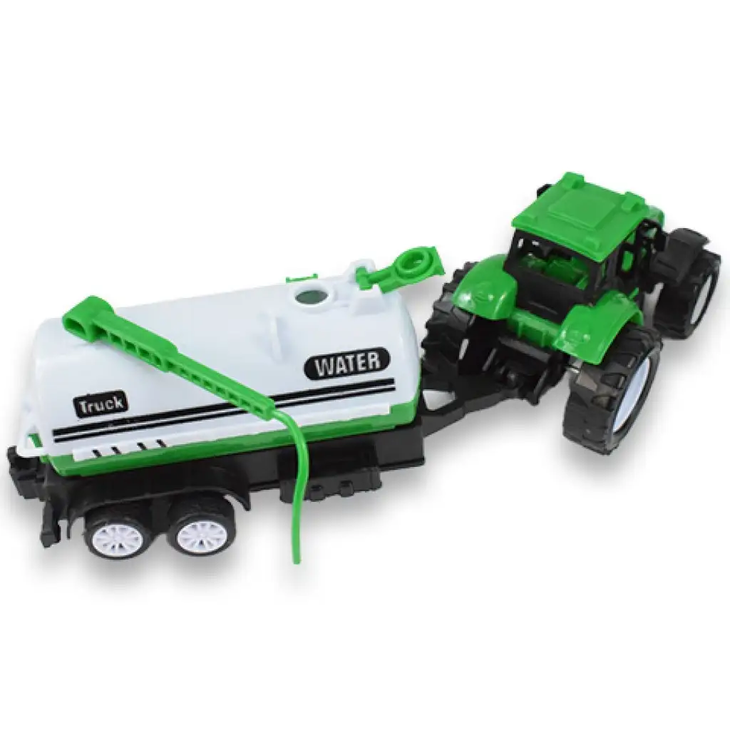 Farm Truck: Zöld két részes traktor szett utánfutóval kép 6