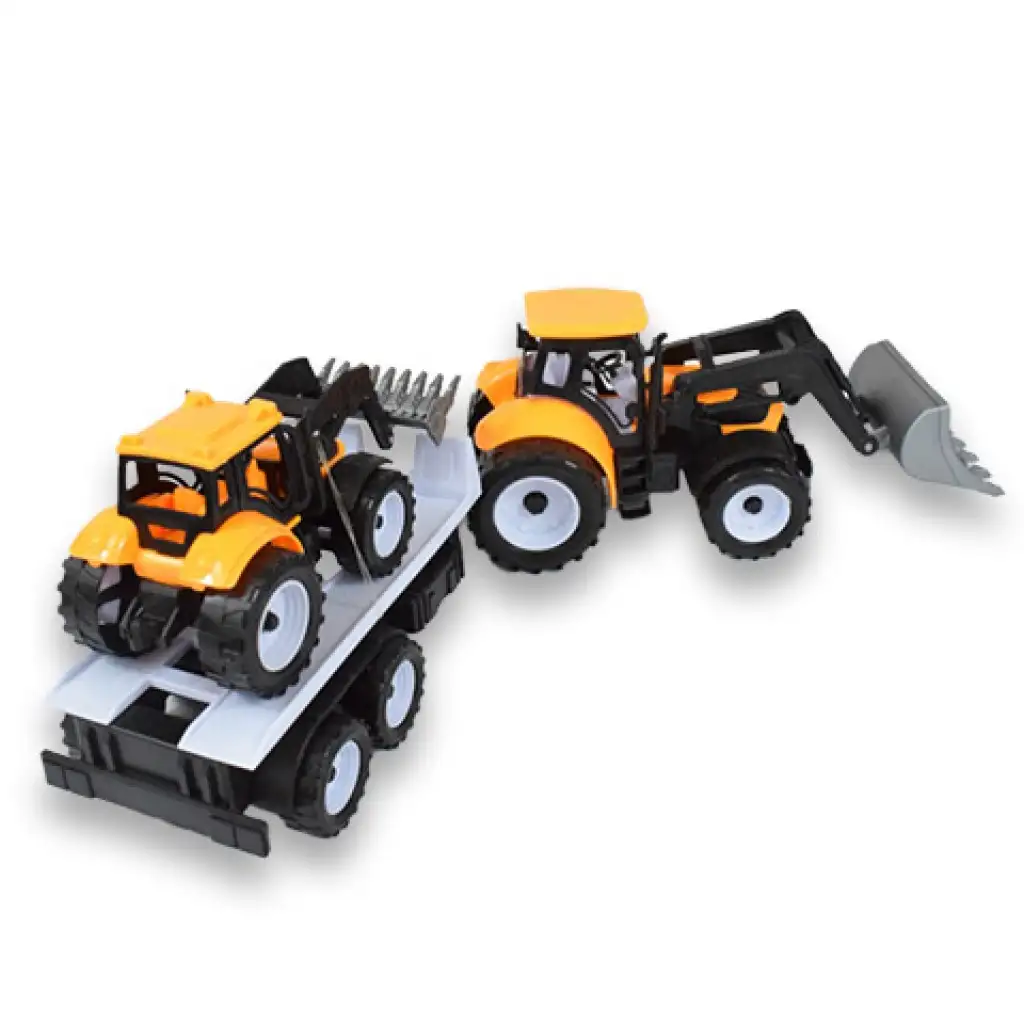 Engineering Truck: 2 részes traktor szett trélerrel és munkagéppel 46cm kép 6