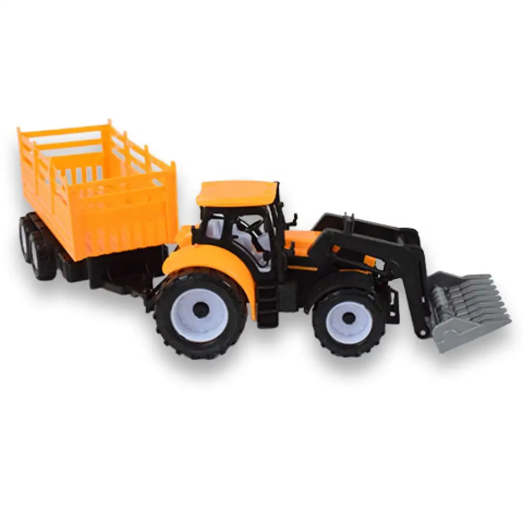 Engineering Truck: Kotró traktor munkagép kéttengelyes utánfutóval 45cm kép 4