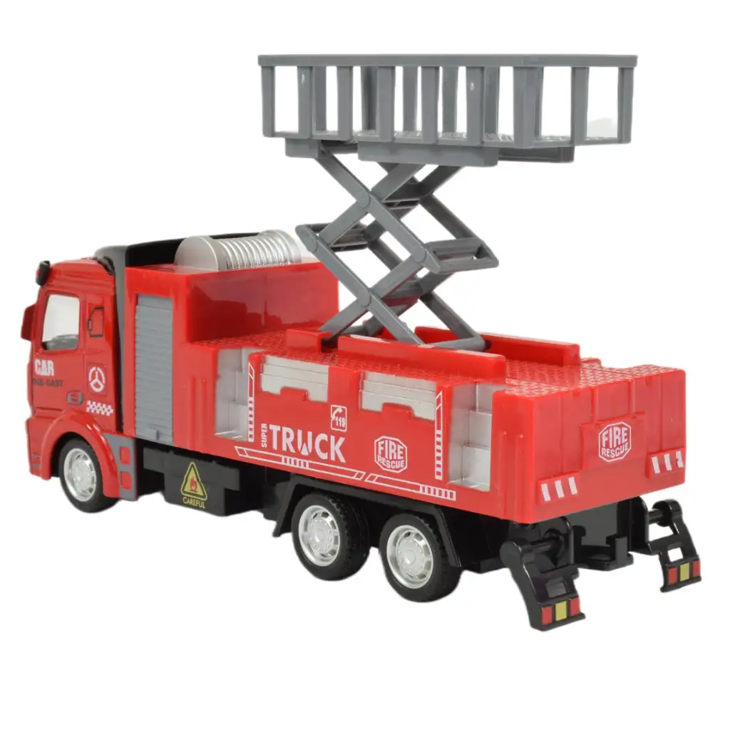 Fire Rescue: Lendkerekes emelőkosaras tűzoltósági kamion 19cm kép 2